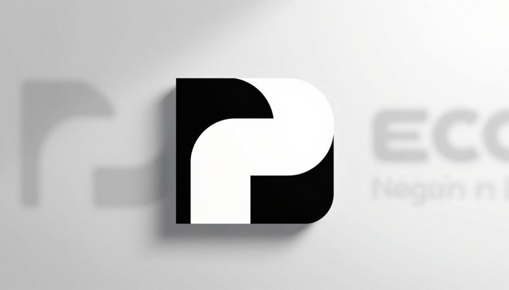 A minimalist design composition showcasing the concept of negative space in graphic design. In the foreground, a simple logo formed by cleverly utilizing empty space, featuring geometric shapes in a palette of black and white. The middle layer includes subtle elements that suggest depth, like faint shadows cast by the logo, and some abstract shapes hinting at brand identity. The background is softly blurred with a gradient transitioning from light gray to white, enhancing the focus on the logo. The lighting is bright and even, creating a clean and modern atmosphere. The overall mood is professional and inspiring, conveying the elegance and effectiveness of negative space in design. A minimalist design composition showcasing the concept of negative space in graphic design. In the foreground, a simple logo formed by cleverly utilizing empty space, featuring geometric shapes in a palette of black and white. The middle layer includes subtle elements that suggest depth, like faint shadows cast by the logo, and some abstract shapes hinting at brand identity. The background is softly blurred with a gradient transitioning from light gray to white, enhancing the focus on the logo. The lighting is bright and even, creating a clean and modern atmosphere. The overall mood is professional and inspiring, conveying the elegance and effectiveness of negative space in design.